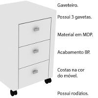 Gaveteiro Para Escritório Home Office Me4108 Mdp Branco - 5