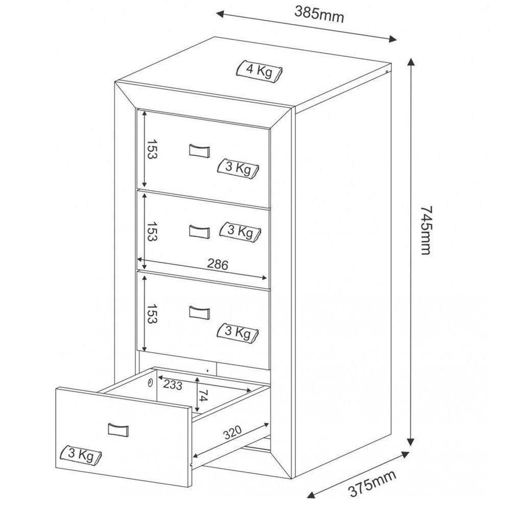 Gaveteiro para Escritório 4 Gavetas Nogal Tecno Mobili - 3