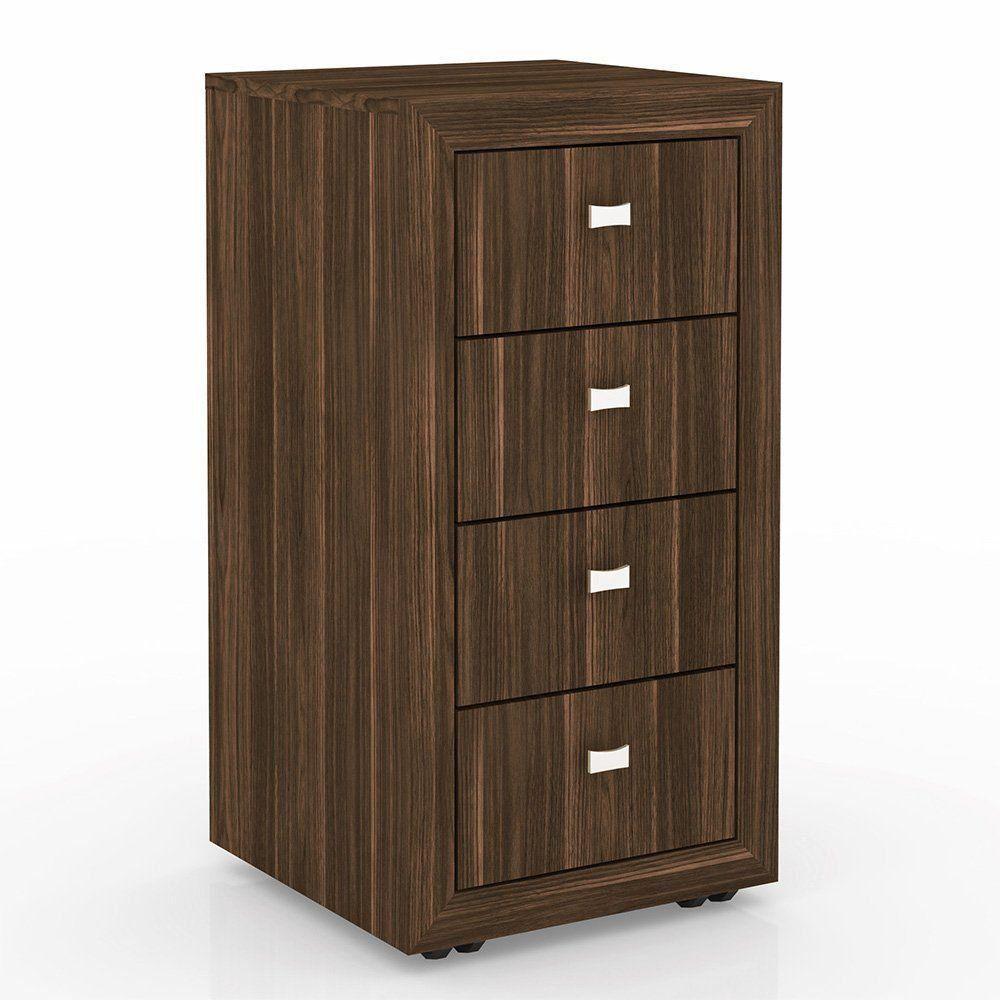 Gaveteiro para Escritório 4 Gavetas Nogal Tecno Mobili - 5