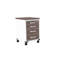 Gaveteiro Volante 4 Gavetas Com Chaves Pe25 Em Mdp Walnut E Branco - 1