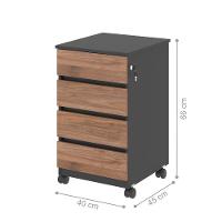 Gaveteiro 4 Gavetas Com Escrivaninha Nauru Noce Preto - 2