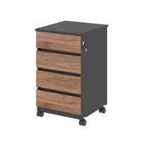 Gaveteiro 4 Gavetas Com Escrivaninha Nauru Noce Preto