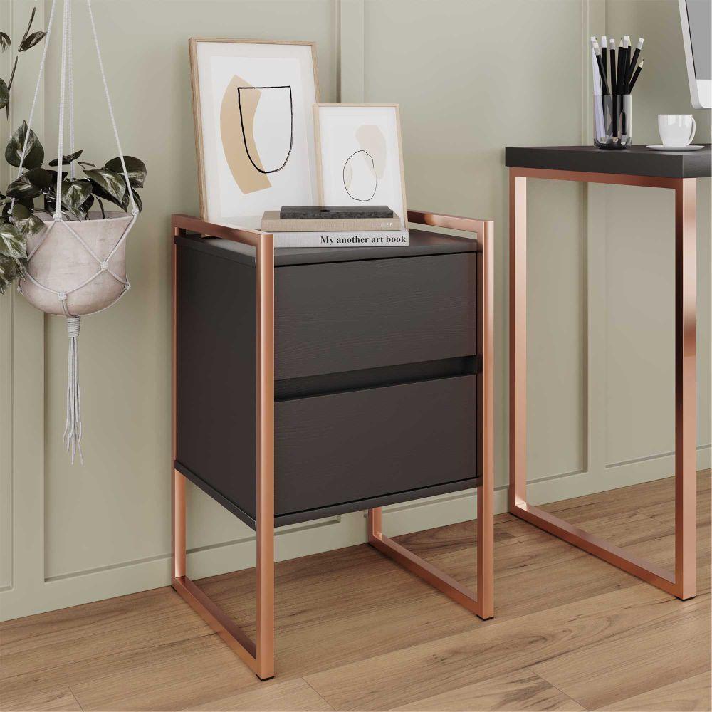 Gaveteiro Industrial 2 Gaveta Keys Preto Cobre - 1