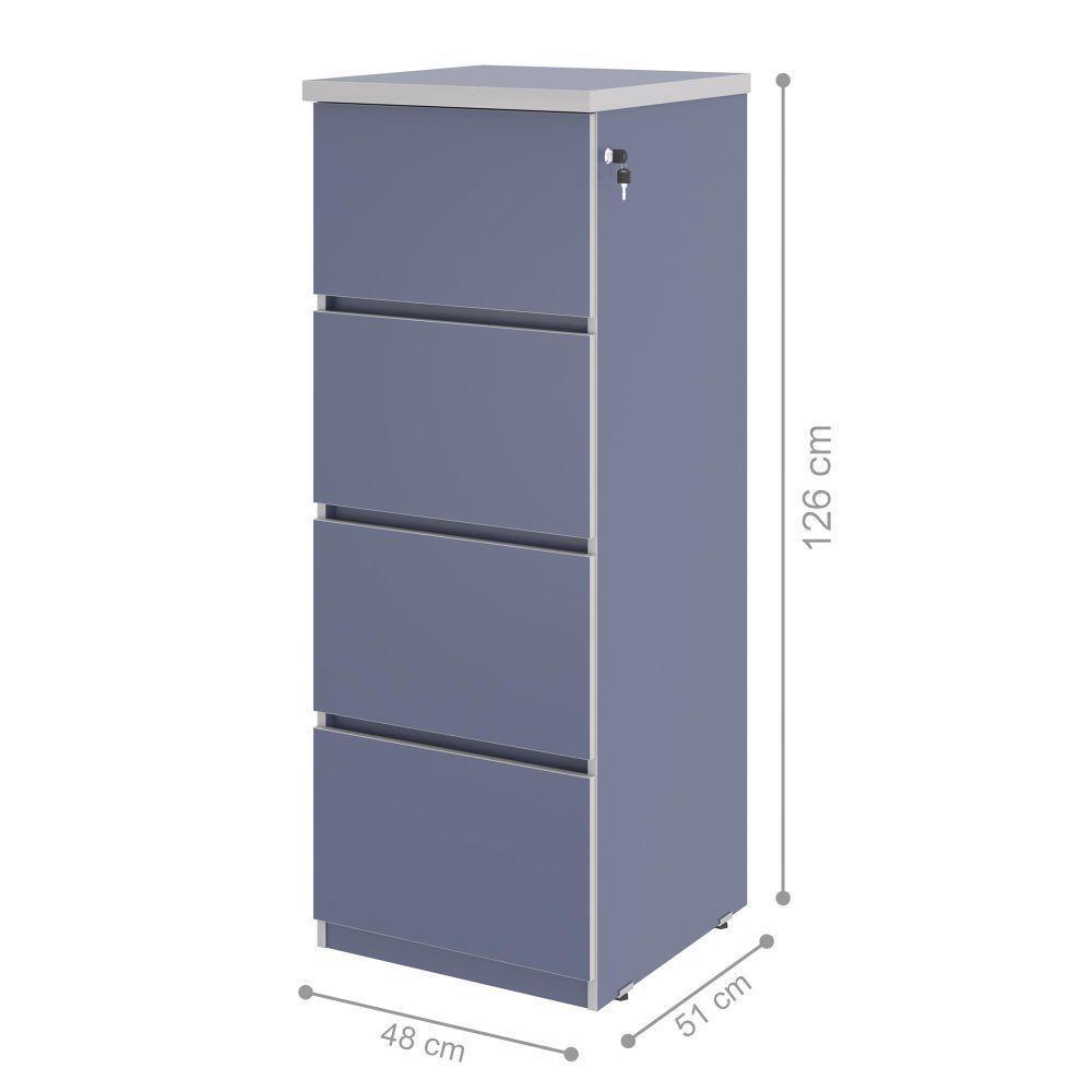 Arquivo Com 4 Gavetas Jessica Azul - 2