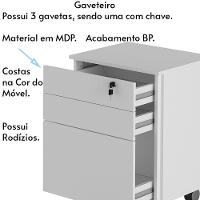 Gaveteiro Com Chave Escritório Home Office Me4148 Mdp Branco - 25