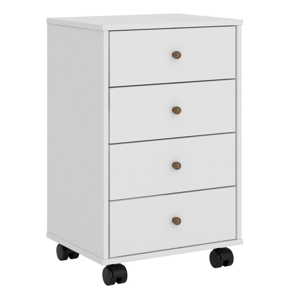 Gaveteiro Office 4 Gavetas Com Rodízios Presence D02 Branco - 1