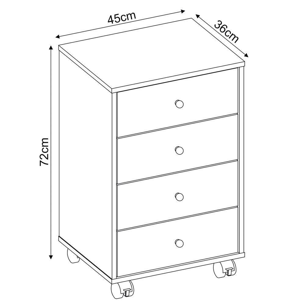 Gaveteiro Office 4 Gavetas Com Rodízios Presence D02 Branco - 9