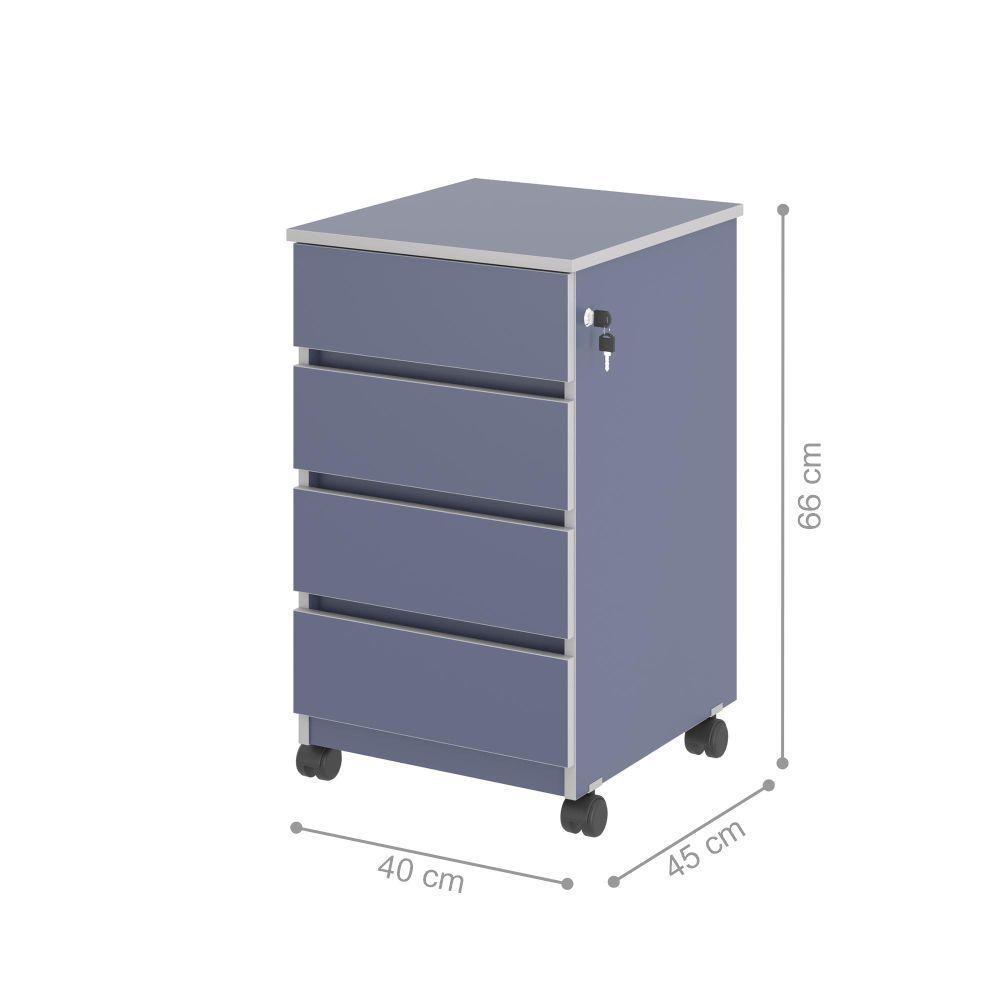 Gaveteiro Com 4 Gavetas Chelsea Azul - 2