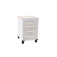 Gaveteiro Volante 4 Gavetas Com Chaves Pe25 Em Mdp Nogueira Casablanca E Branco - 1