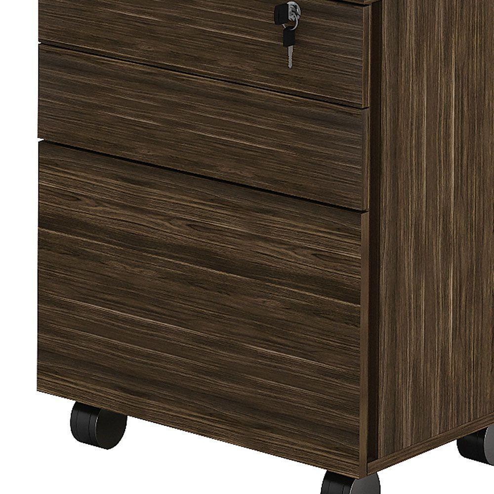 Gaveteiro Com Chave Escritório Home Office Me4148 Mdp Nogal - 2
