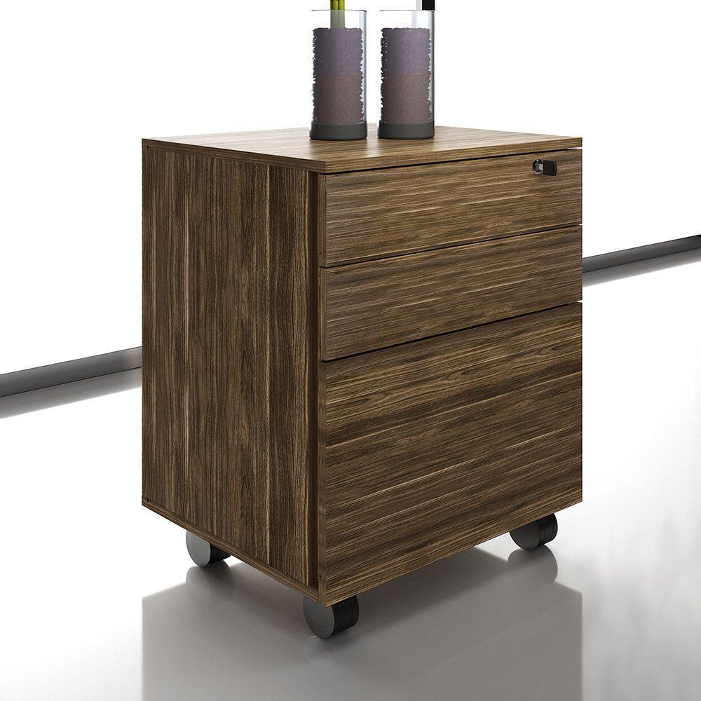 Gaveteiro Com Chave Escritório Home Office Me4148 Mdp Nogal - 8