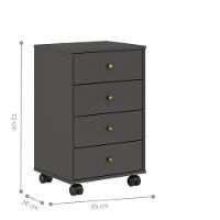 Gaveteiro 4 Gavetas Com Rodízios Joy Baker Grafito - 7