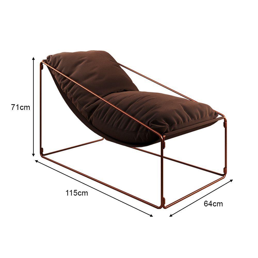 Espreguiçadeira Industrial Arpoador Com Almofada Cobre E Marrom - Marrom - 2