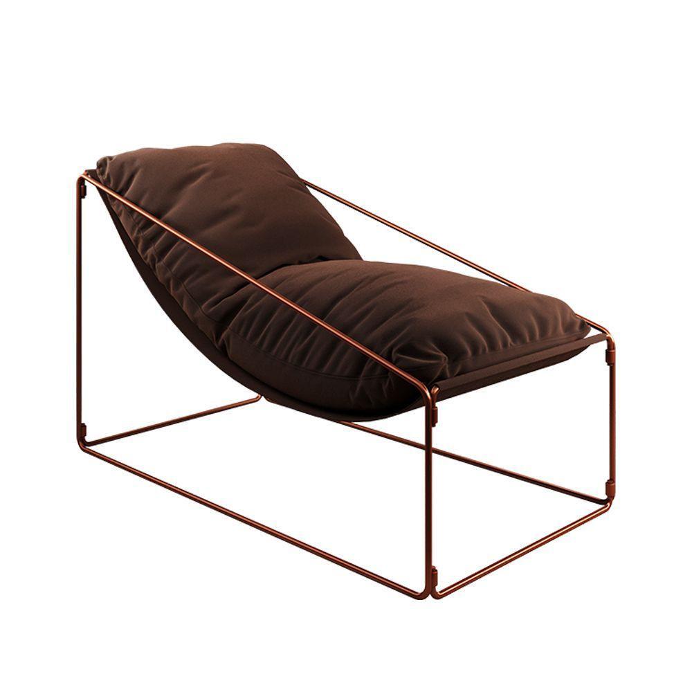 Espreguiçadeira Industrial Arpoador Com Almofada Cobre E Marrom - Marrom - 3