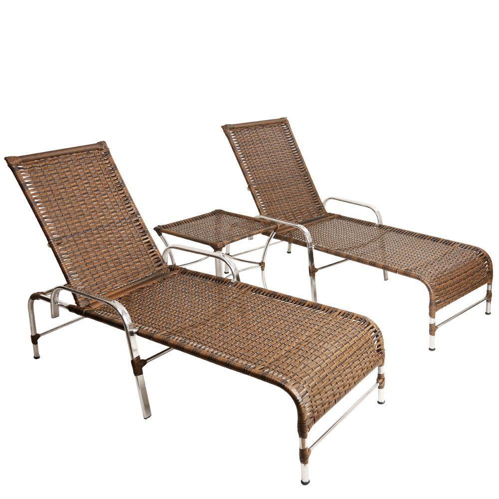 2 Espreguiçadeiras Esteira+Mesa Centro Garden Piscina Argila - 1