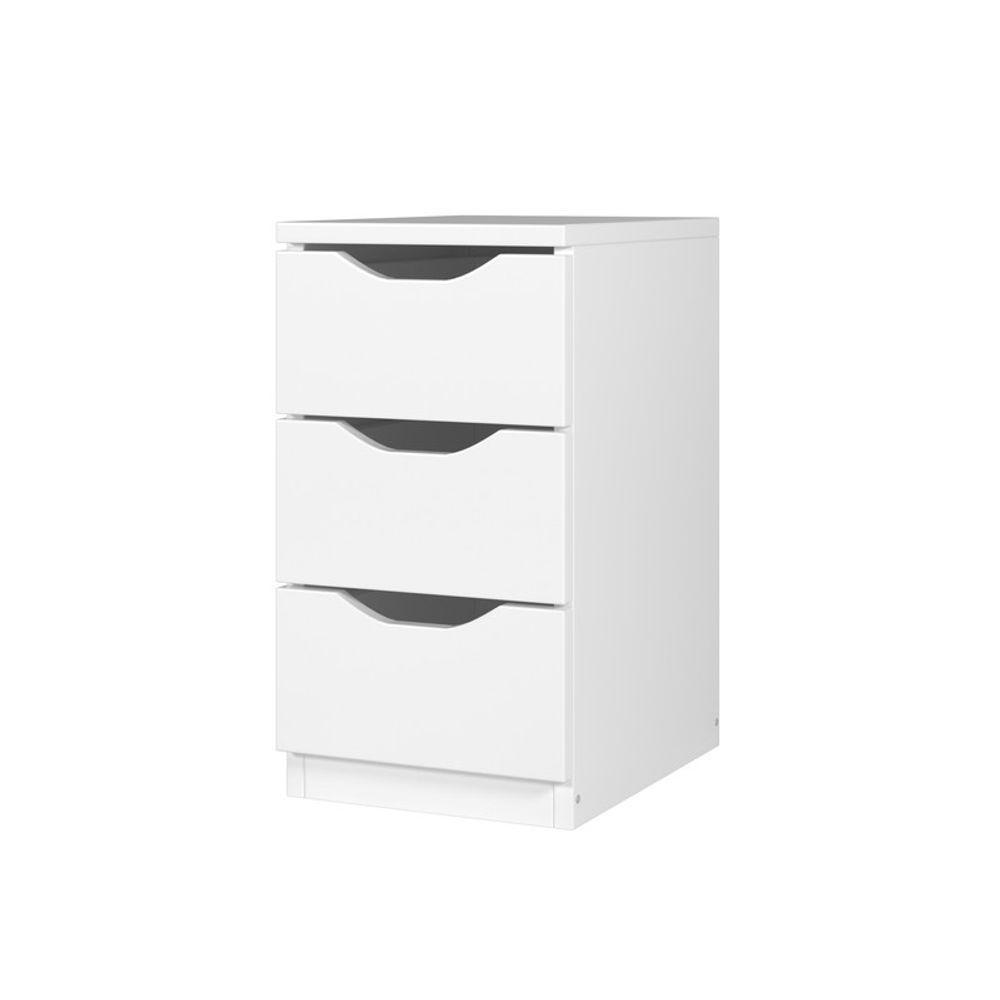 Gaveteiro Pés Em Madeira 3 Gavetas S/ Rodizios Branco - 1