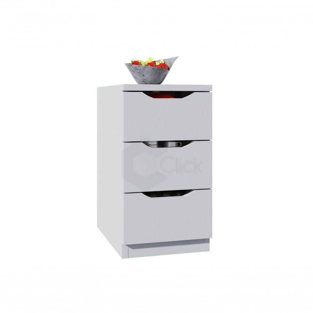 Gaveteiro Pés Em Madeira 3 Gavetas S/ Rodizios Branco - 3