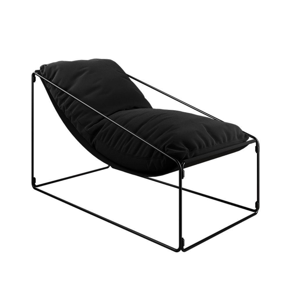 Espreguiçadeira Industrial Luxo Arpoador Com Almofada Preta - Preto - 3