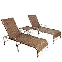 2 Espreguiçadeiras Esteira+Mesa Centro Garden Piscina Argila - 1
