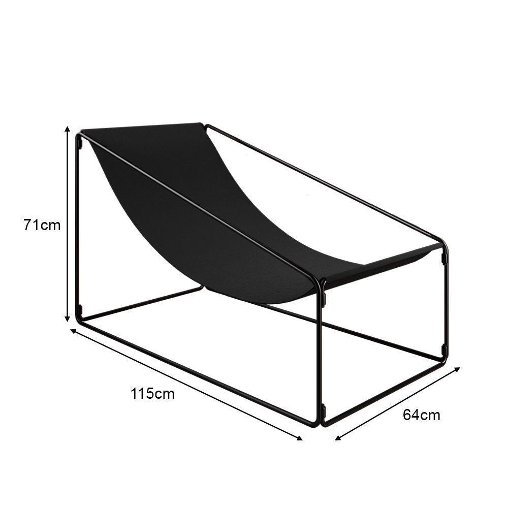 Espreguiçadeira Industrial Luxo Arpoador Tecido Suede Preto - Marrom - 2