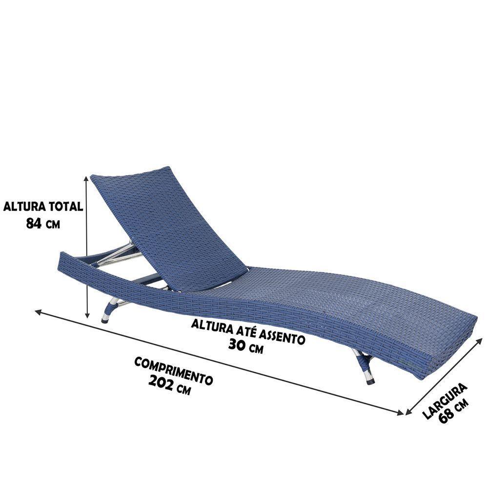 Espreguiçadeira Em Alumínio Com 6 Regulagens - Azul Dark - 2