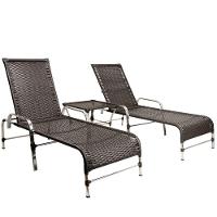 2 Espreguiçadeiras Esteira e 1 Mesa de Centro Garden Preto - 1
