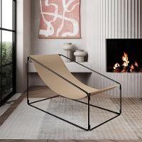 Espreguiçadeira Industrial Luxo Arpoador Tecido Suede Bege - Bege - 1