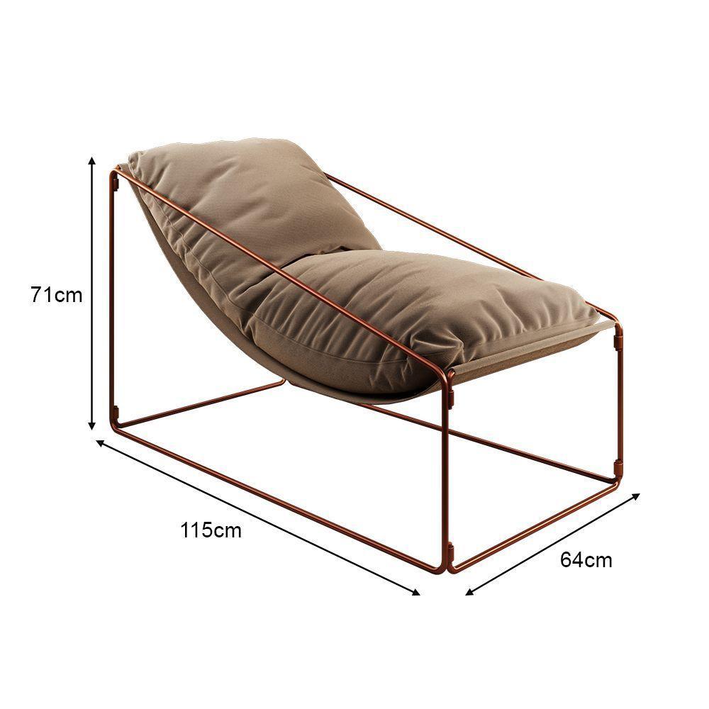 Espreguiçadeira Industrial Arpoador Com Almofada Cobre E Bege - Marrom - 2