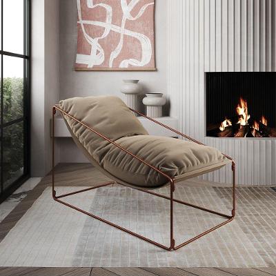 Espreguiçadeira Industrial Arpoador Com Almofada Cobre E Bege - Marrom