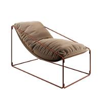 Espreguiçadeira Industrial Arpoador Com Almofada Cobre E Bege - Marrom - 3