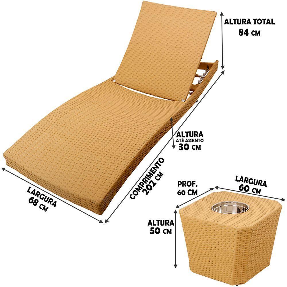 Espreguiçadeira Com Mesa Alumínio 6 Regulagens Avelã - 2