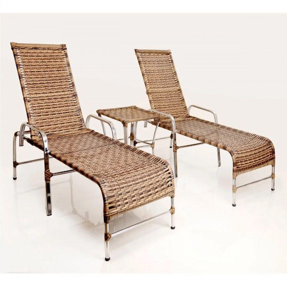 Espreguiçadeiras E Mesa Confortável Para Piscina Capuccino - 1