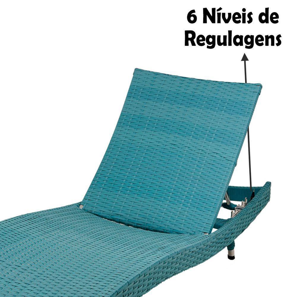 2 Espreguiçadeiras Com Mesa, 6 Regulagens Azul Turquesa - 3