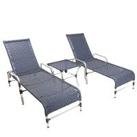 2 Espreguiçadeiras De Alumínio + 1 Mesa De Centro Azul Dark - 1