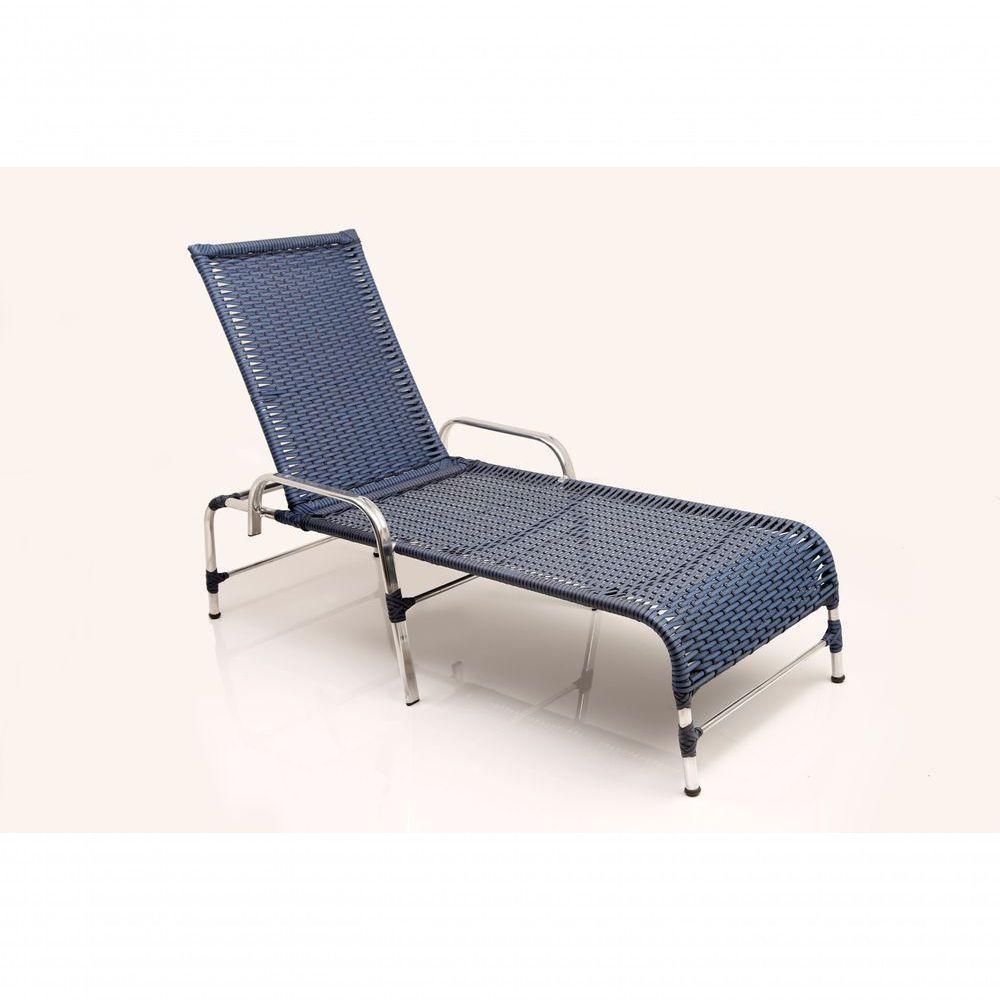 2 Espreguiçadeiras De Alumínio + 1 Mesa De Centro Azul Dark - 4