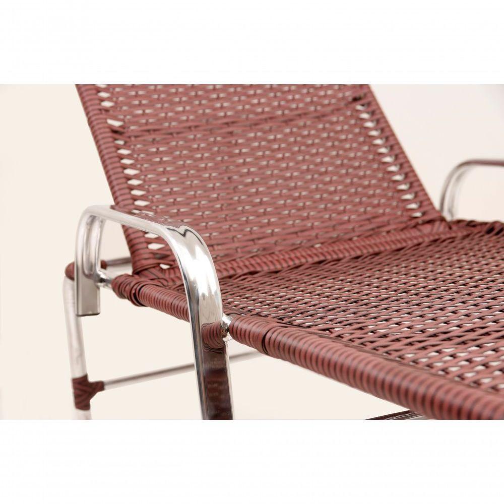 2 Espreguiçadeiras De Alumínio + 1 Mesa De Centro Vinho Dark - 5