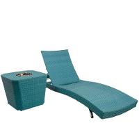 Espreguiçadeira Com Mesa 6 Regulagens Azul Turquesa - 1