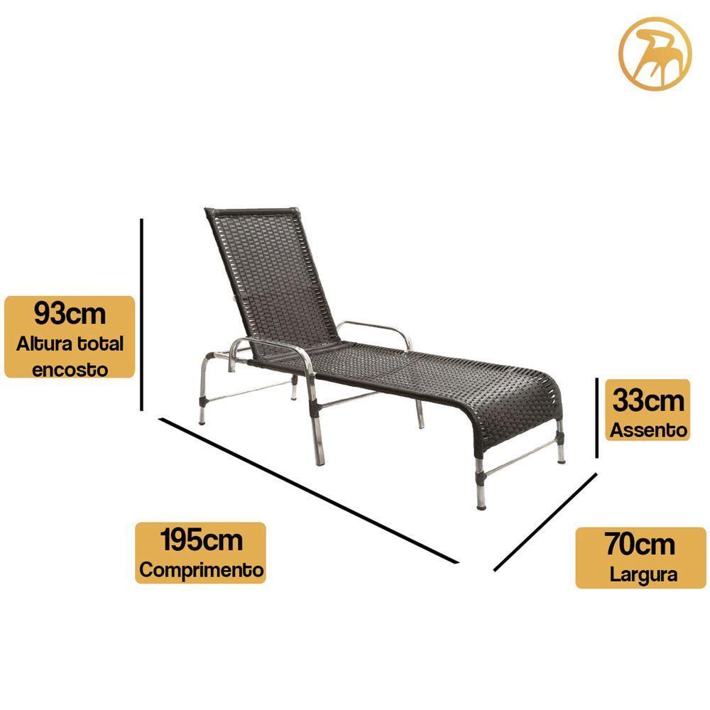 2 Espreguiçadeiras De Alumínio + 1 Mesa De Centro Preto - 3