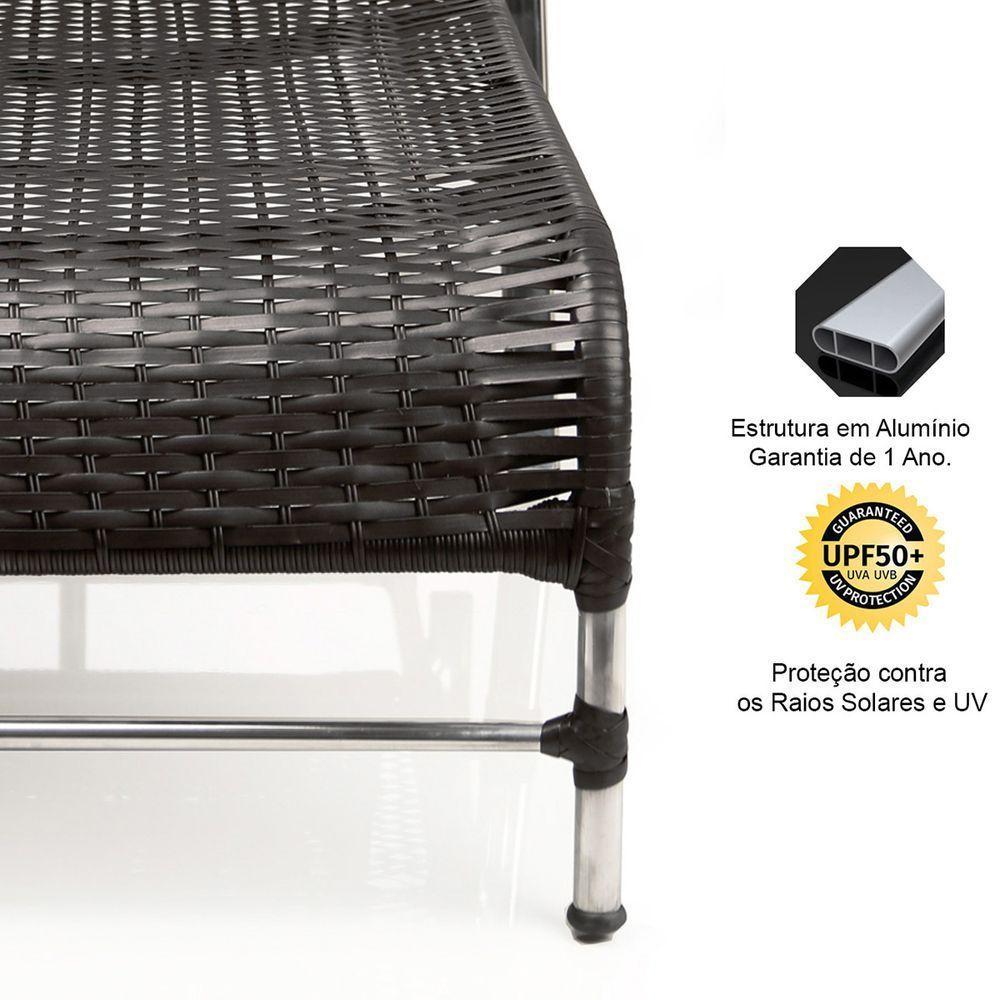 2 Espreguiçadeiras De Alumínio + 1 Mesa De Centro Preto - 2