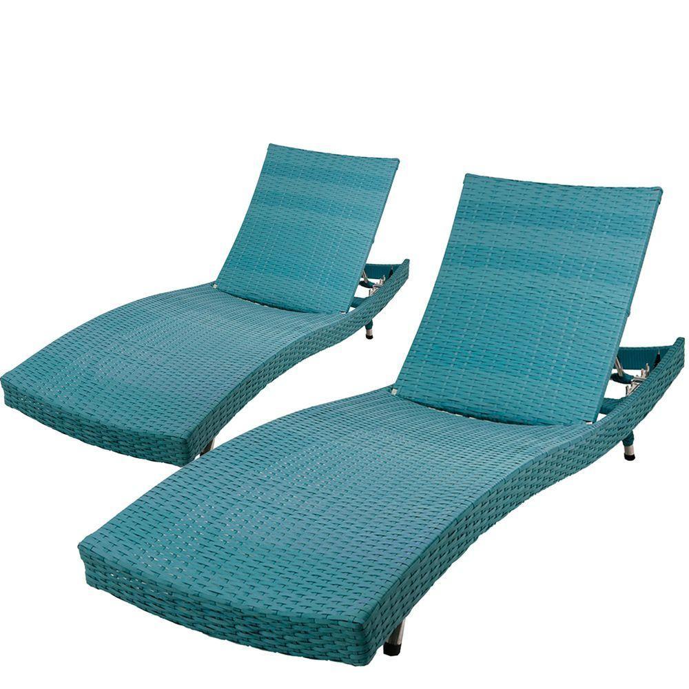 2 Espreguiçadeiras Com 6 Regulagens Alumínio Azul Turquesa - 1