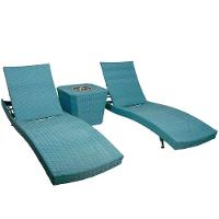 2 Espreguiçadeiras C/Mesa 6 Regulagens Azul Turquesa - 1