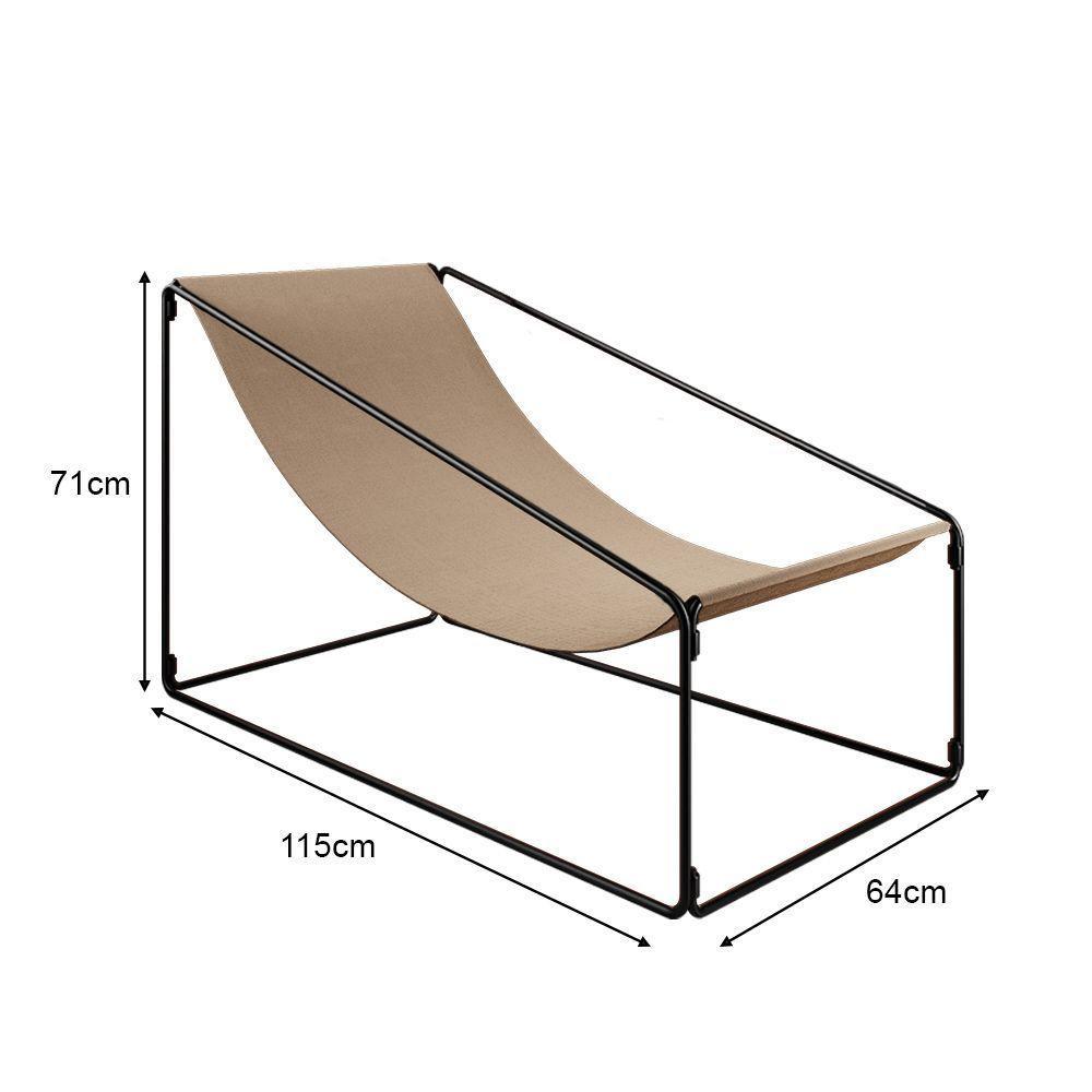 Espreguiçadeira Industrial Luxo Arpoador Tecido Suede Bege - Cor: Bege - 3