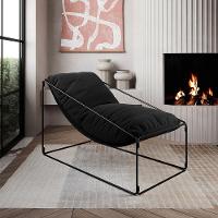 Espreguiçadeira Industrial Luxo Arpoador Com Almofada Preta - Cor: Preto - 2