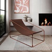 Espreguiçadeira Industrial Arpoador Suede Cobre E Marrom - Cor: Marrom