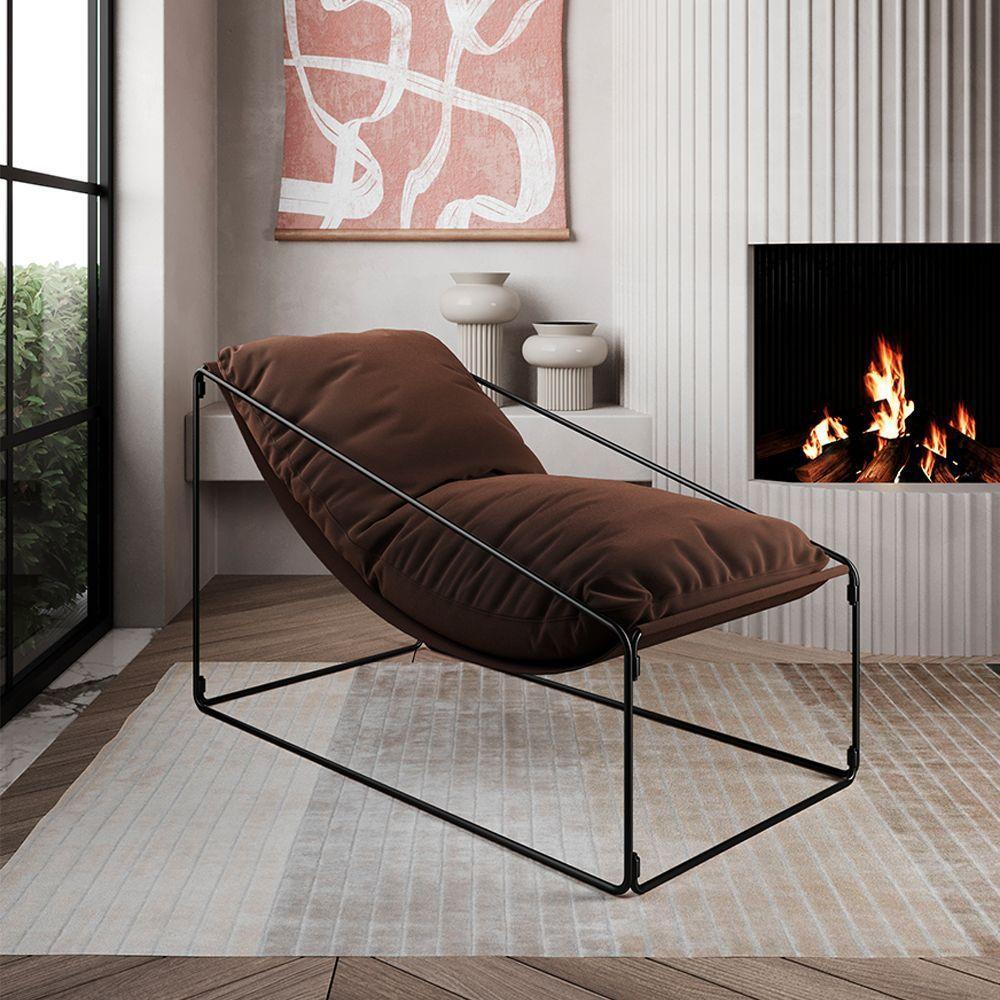 Espreguiçadeira Industrial Luxo Arpoador Com Almofada Marrom - Cor: Marrom - 2