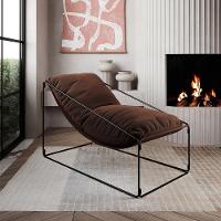 Espreguiçadeira Industrial Luxo Arpoador Com Almofada Marrom - Cor: Marrom - 2