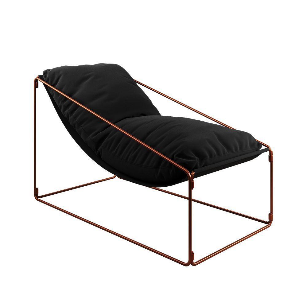 Espreguiçadeira Industrial Arpoador Com Almofada Cobre E Preto - Cor: Preto - 1
