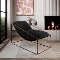 Espreguiçadeira Industrial Arpoador Com Almofada Cobre E Preto - Cor: Preto