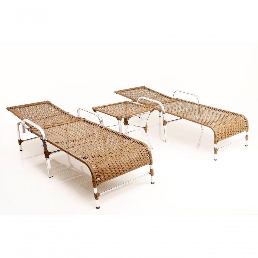 2 Espreguiçadeiras De Alumínio + 1 Mesa De Centro Sépia - 4