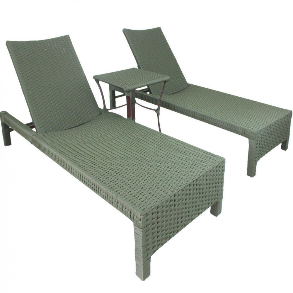 2 Espreguiçadeiras Grécia Em Alumínio E Corda Náutica Com Mesa - Piscina Verde Escuro - 1